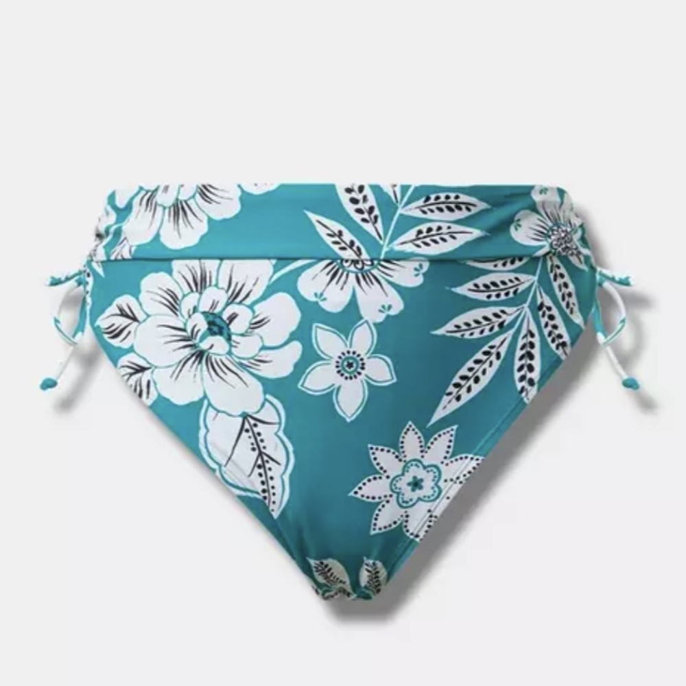 Torrid String Bikini Tie Side Cheeky Bottom 4x & Wire Free Halter 3x Floral Teal - Picture 4 of 15